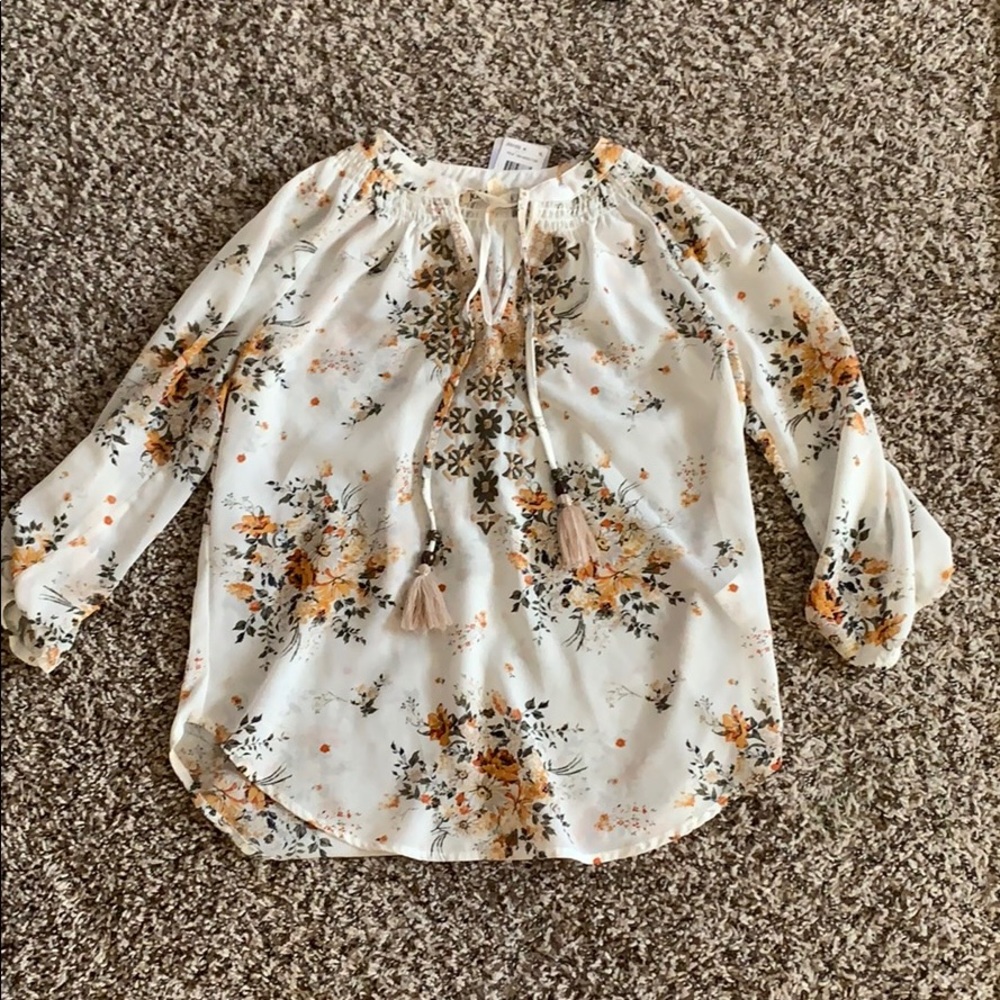 Tie front floral blouse